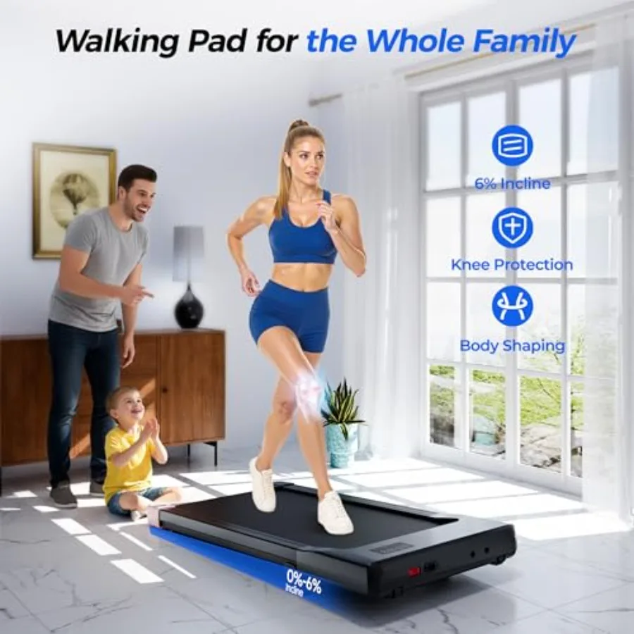 Under desk walking pad with incline for home and office use aluminum alloy frame black 3-in-1 portable design with remote contr