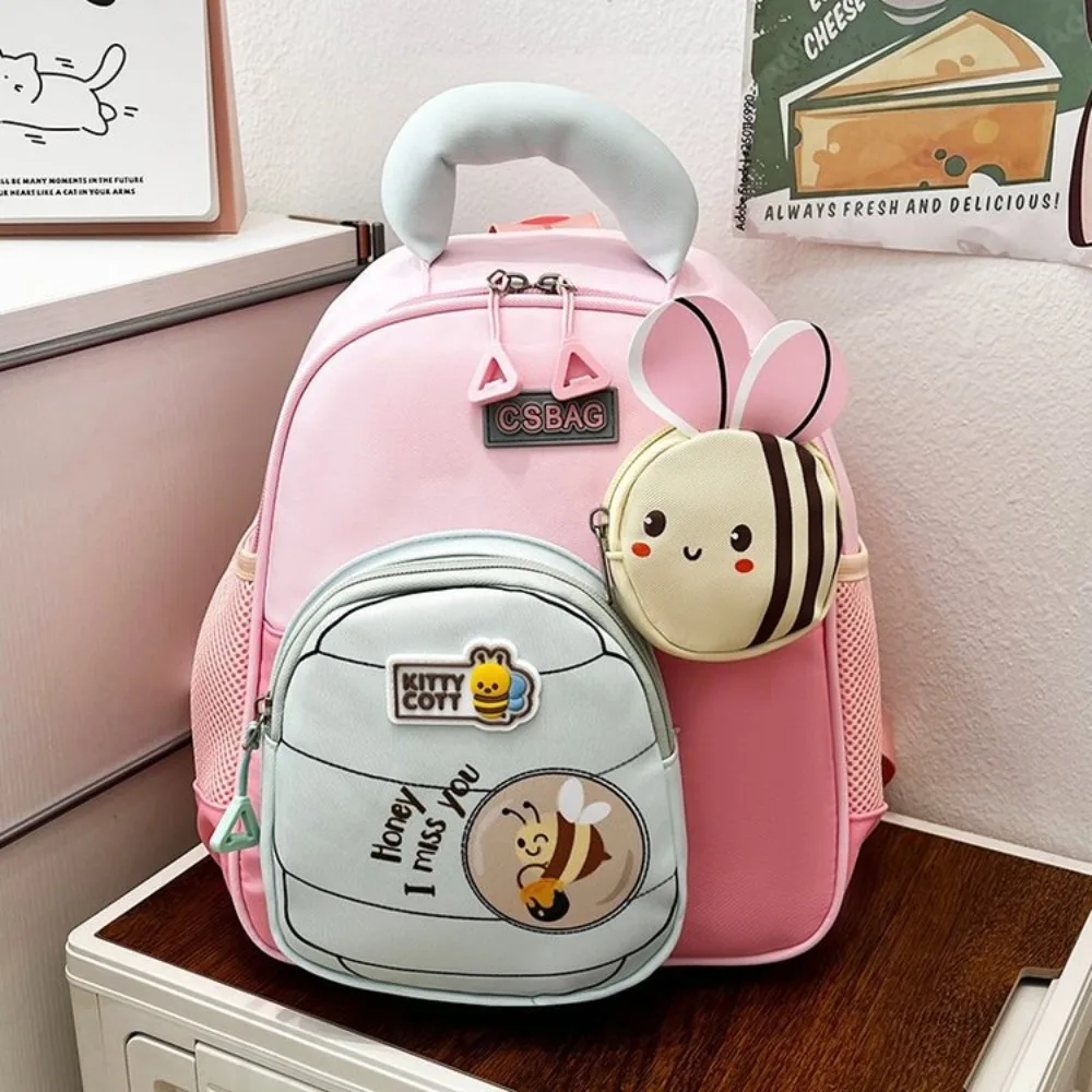 Cartoon Little Bee Children's Backpack Widen Straps Alleviate Burden Kindergarten Backpacks Breathable Lightweight School Bag