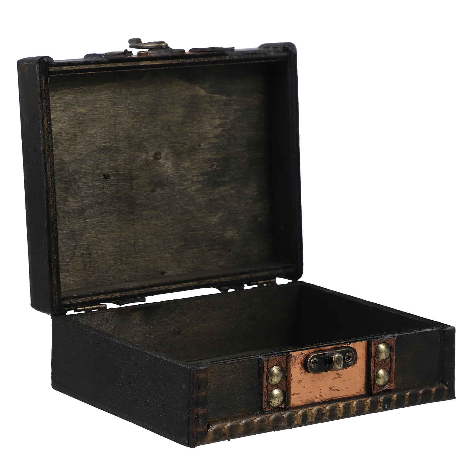

Small Vintage Wooden Storage Box Lockable Jewelry Organizer Decorative Treasure Chest Desktop Keepsake Box Pirate Chest