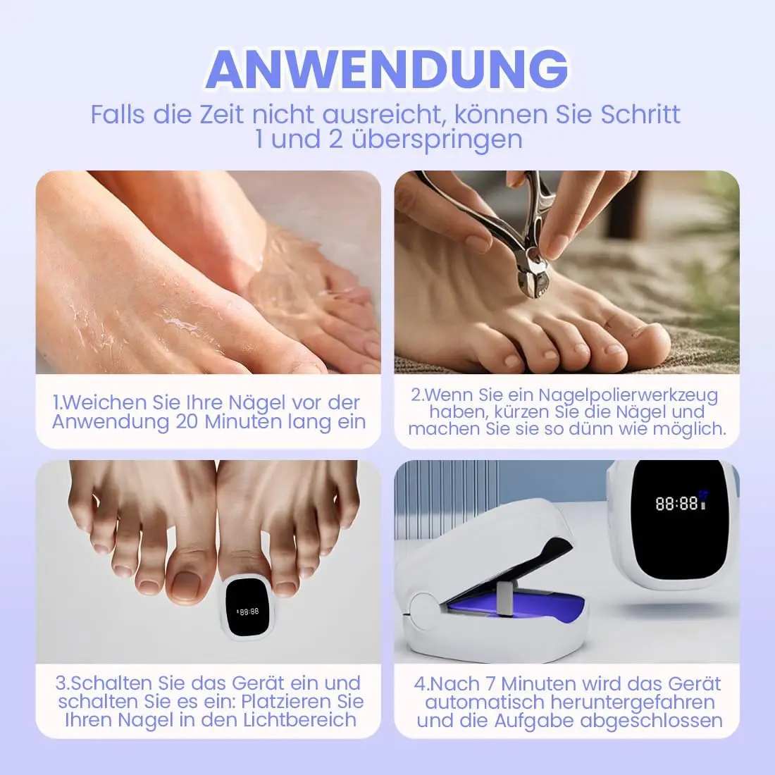 Laser Nail Fungus Treatment Lamp 6 UV LED Phototherapy Device with Blue Light and Infrared for Toenail Fungus for Home Use - view 5