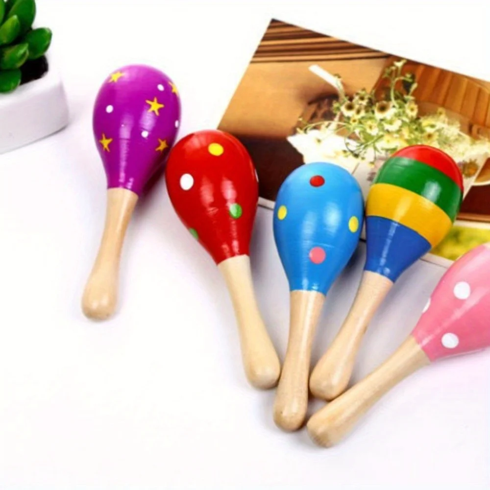 1 قطعة مطرقة رملية - أداة قرع خشبية لتعليم الموسيقى للأطفال، شاكر إيقاعي 12 سم مع طلاء صديق للبيئة