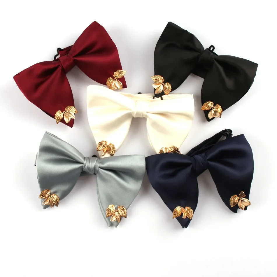 New red men\'s solid color big bow tie tuxedo Korean version casual horn groom suit bow