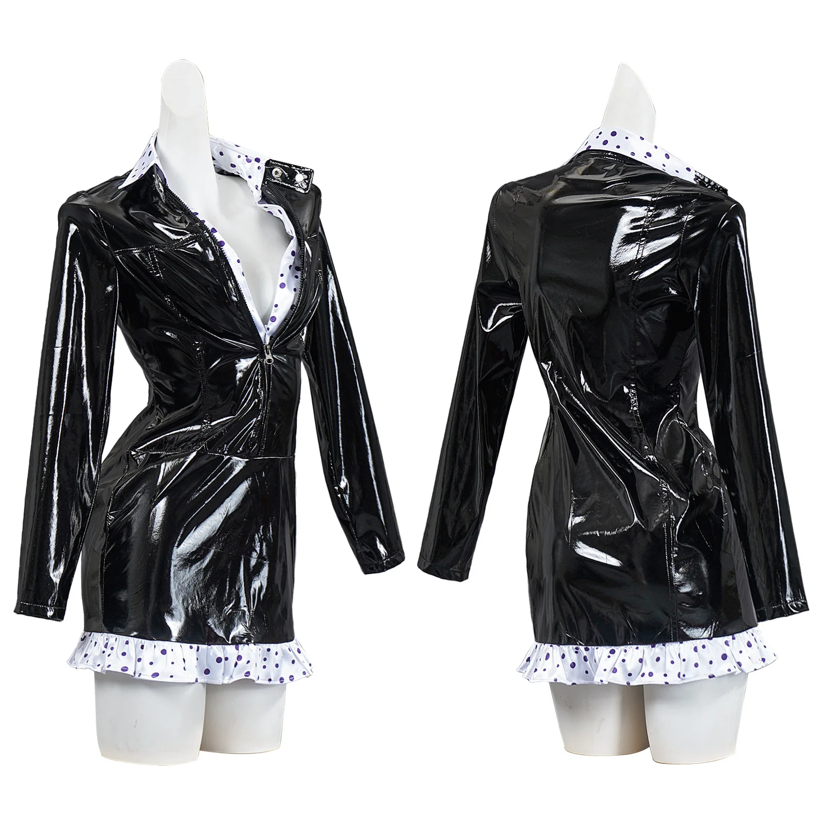 Nico Robin Miss All Sunday Cosplay Costume Black PU Tight Dress Set for Women Halloween Carnival Party