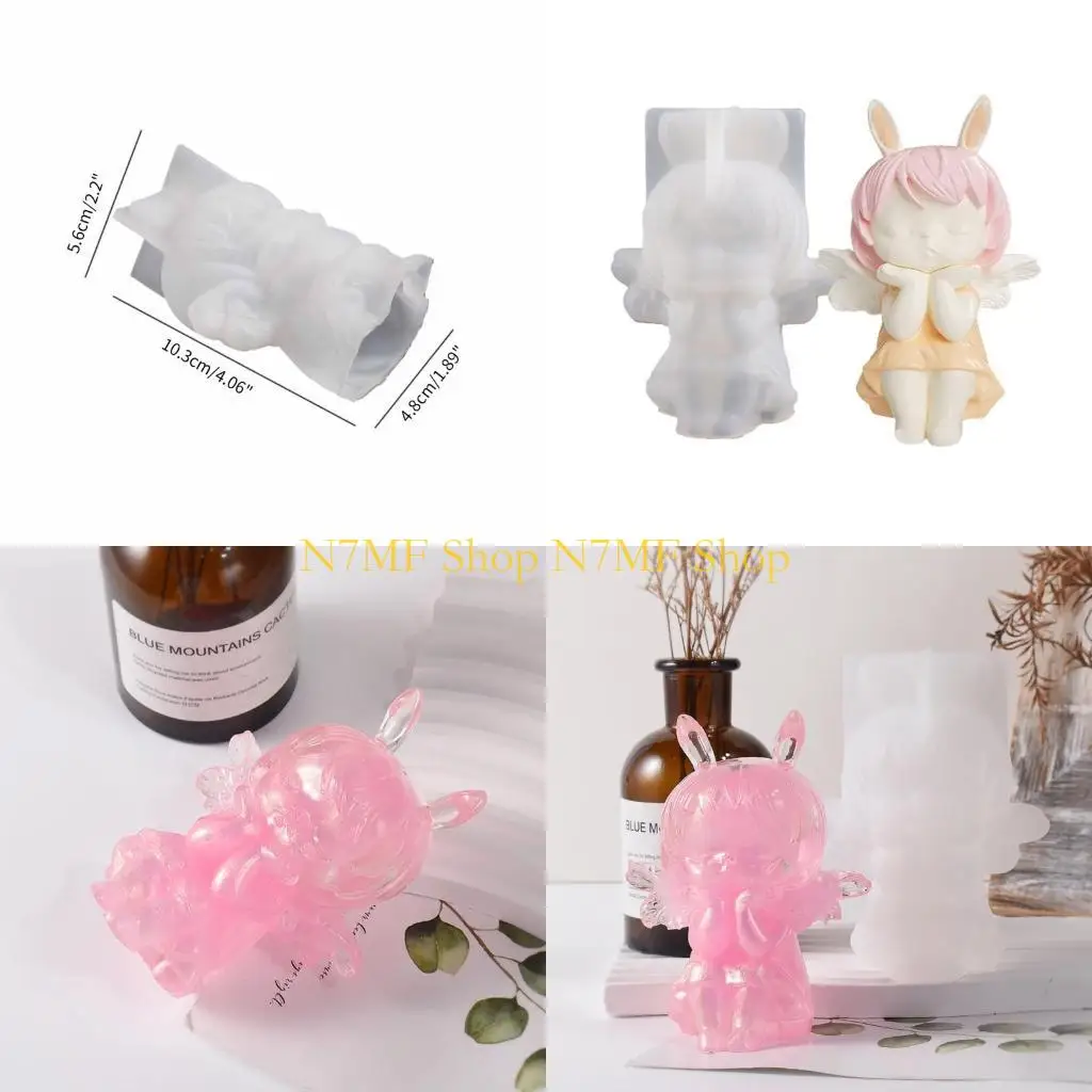 N7MF Angel Wing Girl Girl Mould غير عصا شمعة Silicone قالب Noncstick