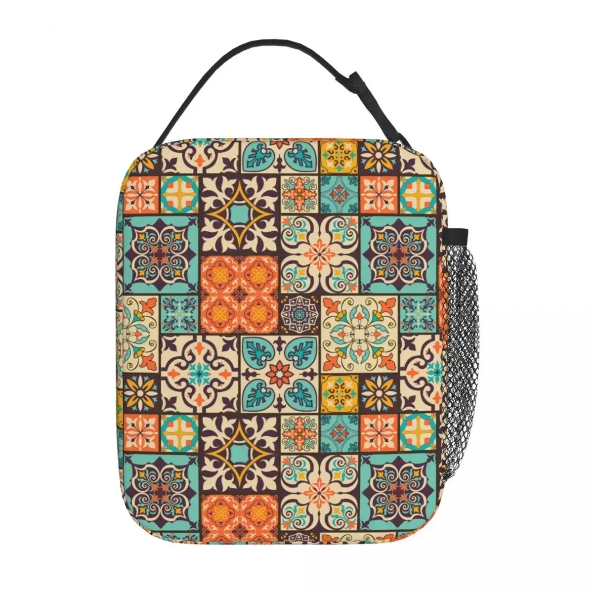 

Красочная лоскутная плитка Talavera Style Merch, изолированная сумка для обеда для пикника, сумка для хранения еды, многоразовые термохолодильники, ланч-боксы
