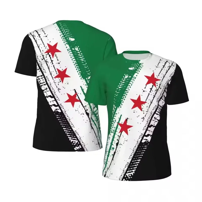 Syria Flag 3D Print T-shirt For Men Free Syria Graphic Short Sleeve Sportswear Tees Casual Syrian T-shirt Men Oversize Tops