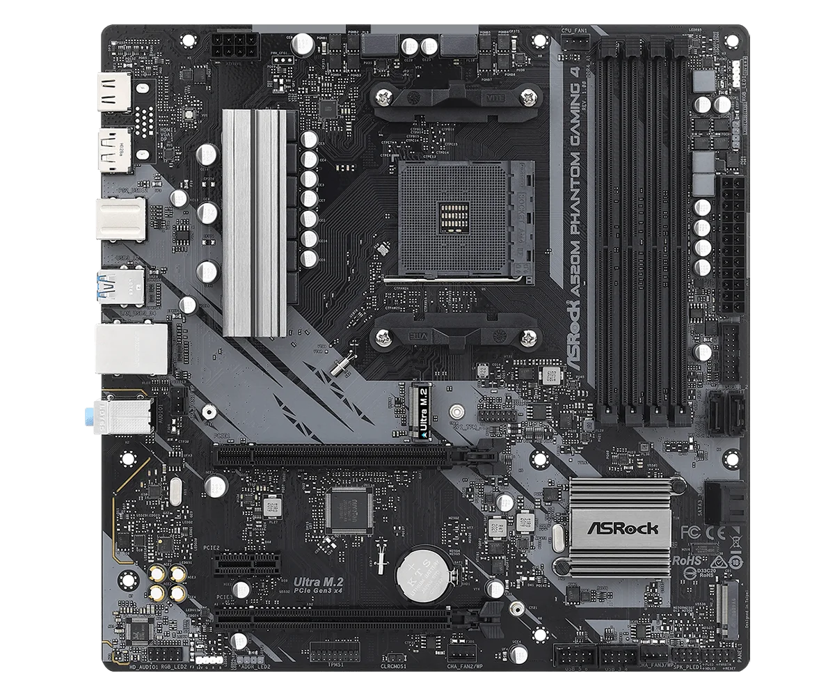 ASrock A520 Motherboard A520M PHANTOM GAMING 4 Motherboard AM4 DDR4 128GB M.2 Micro ATX support 5900 4700 4300 3200 5600 cpu