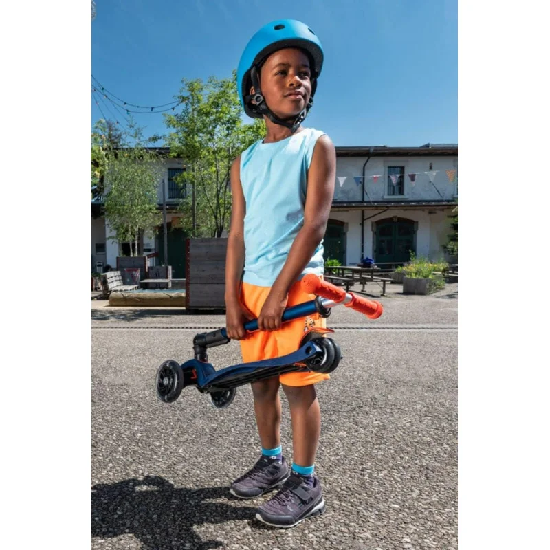 AQMicro Kickboard - Maxi Deluxe Foldable LED - Three Wheeled,Lean-to-Steer,Fold-to-Carry Swiss-Designed Micro Scooter for Kids w