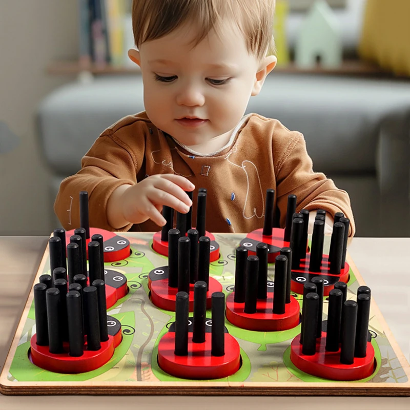 Ladybug Stick Counting Game Montessori Math Toys for Toddlers Learning Numbers and Quantities Matching Sensory Educational Toys