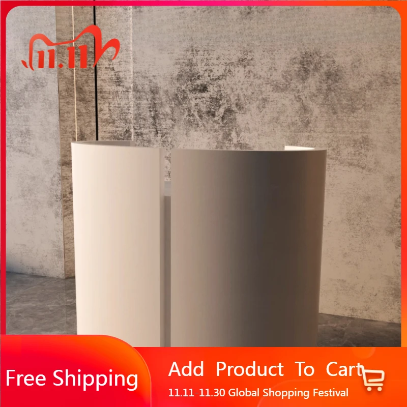 

Welcome Display Reception Desks Design Minimalist Curved Small Reception Desks Aesthetic Company Bureau Commercial Furniture