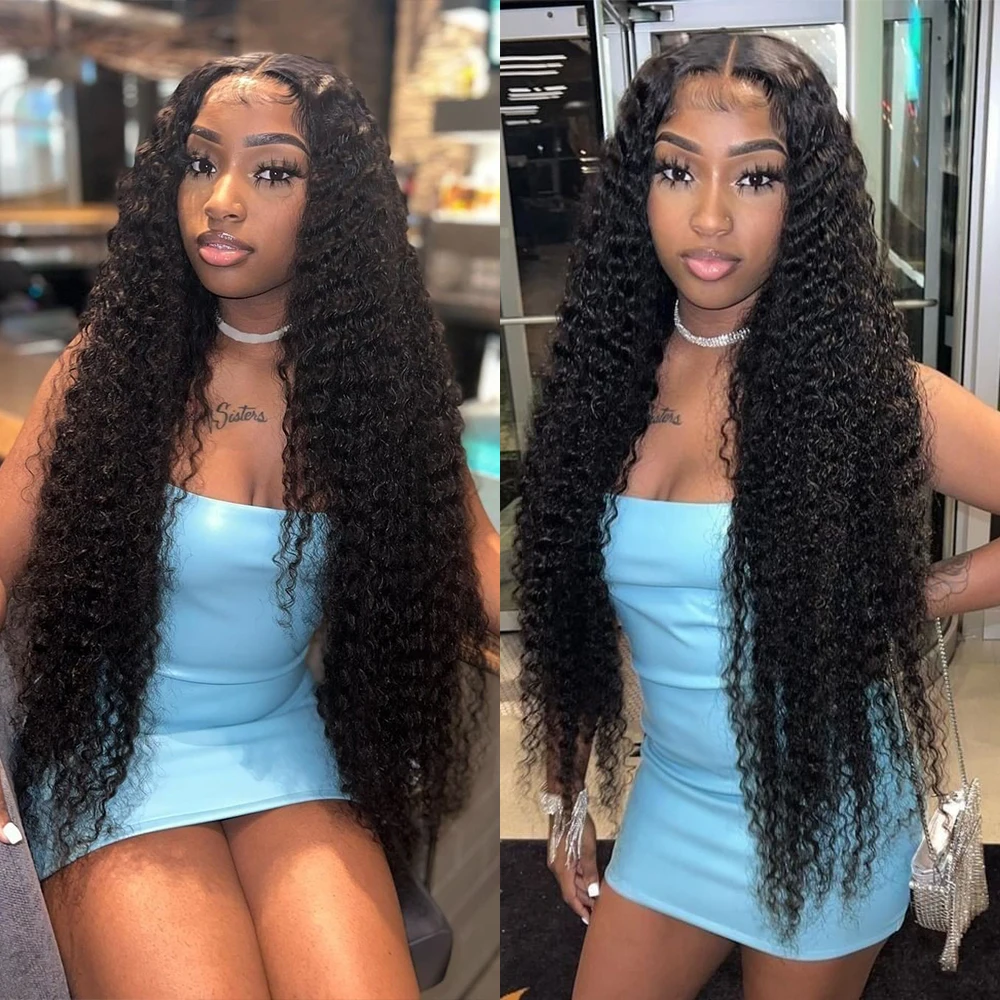 Perruque Lace Front Wig Naturelle Bouclée, Cheveux Humains, Deep Wave, 13x6 HD, 13x4, 30 Pouces, 360 Full Water Wave, avec Support et Ondulation