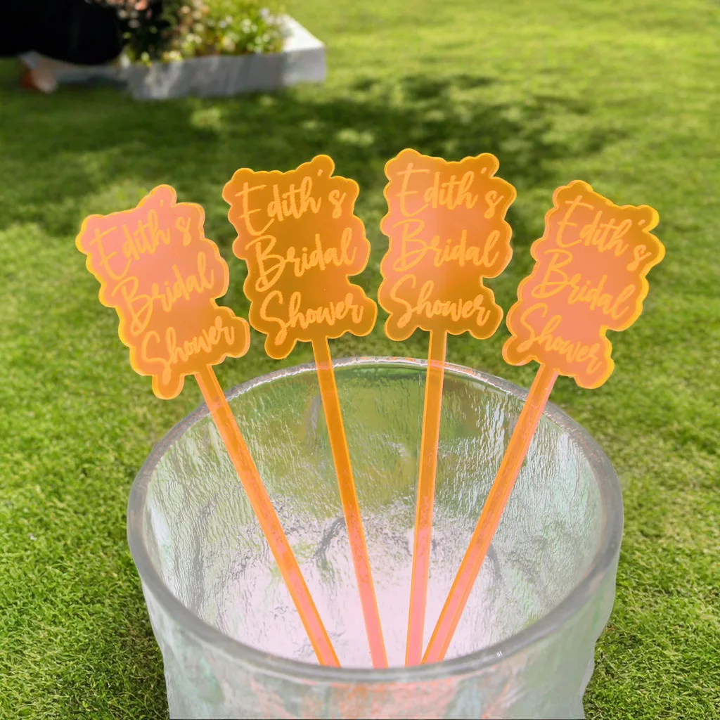 12/60/120pcs Personalised Carved Party Table Decoration Graduation Drink Stirrer Customized Wedding Cocktail Stirs Baptism Swizz