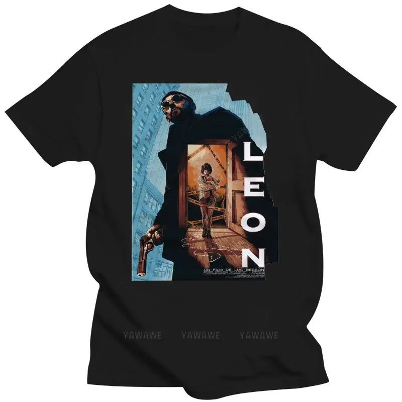 Men's cotton tee shirts T Shirt Leon The Professional Der Profi Jean Reno Nathalie Portman Cult Retro New Cool Tee-Shirt