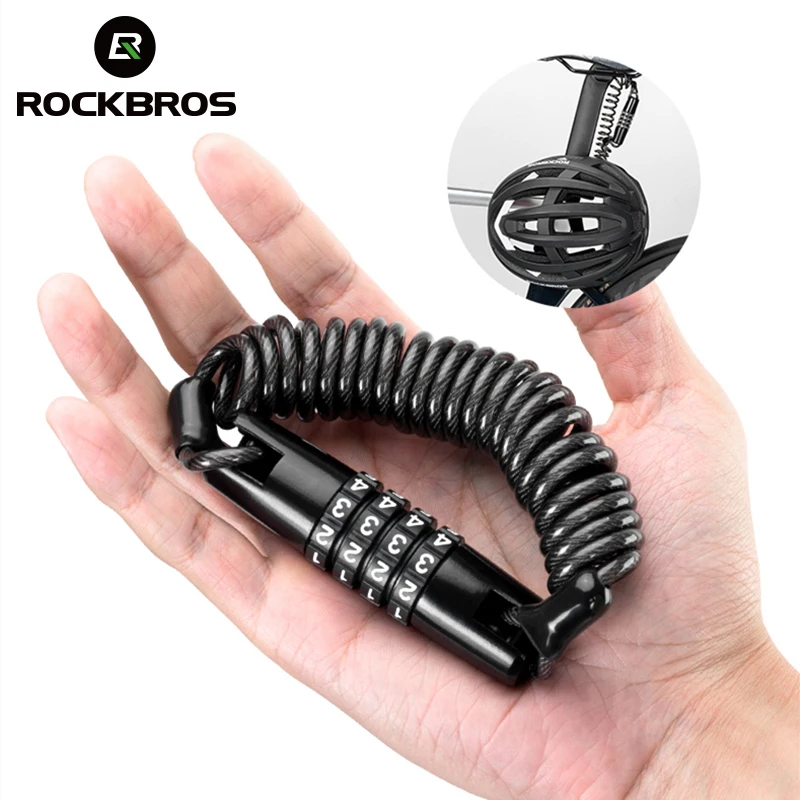 ROCKBROS Mini Password Lock Anti-theft Bicycle Durable Steel Wire Lock Helmet Lock Chain Bike Frame Lock Bike Accessories