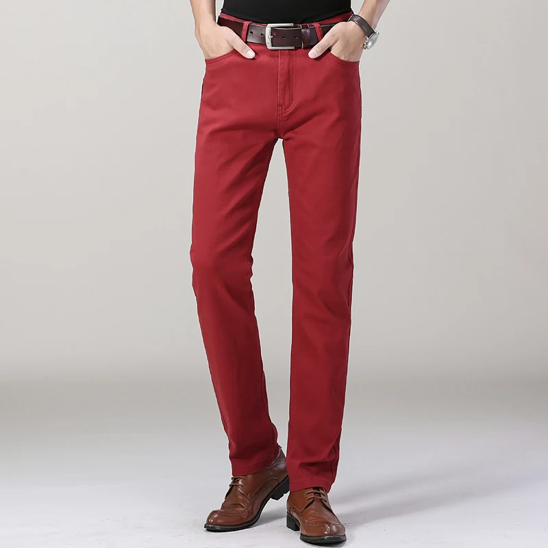 Jeans bianchi puri moda autunno da uomo elastico sottile gioventù che dimagrisce gamba dritta Business Casual pantaloni di fascia alta di mezza età maschile