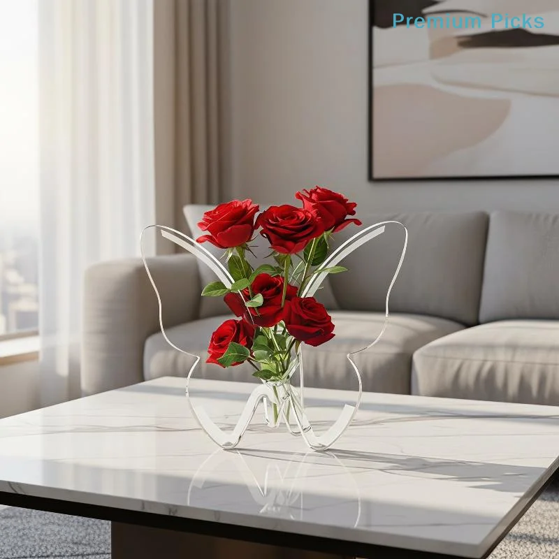 portableClear Acrylic Butterfly Shaped Vase High Transparent Hydroponic Container for Home Living Room Table Decor