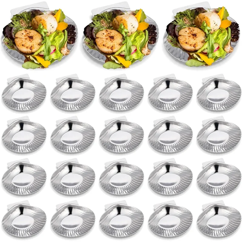 SHGO-parrillas reutilizables de acero inoxidable, 24 Uds., carcasa para hacer ostras, almeja al horno, almeja, vieira, mariscos, parrilla, todo uso