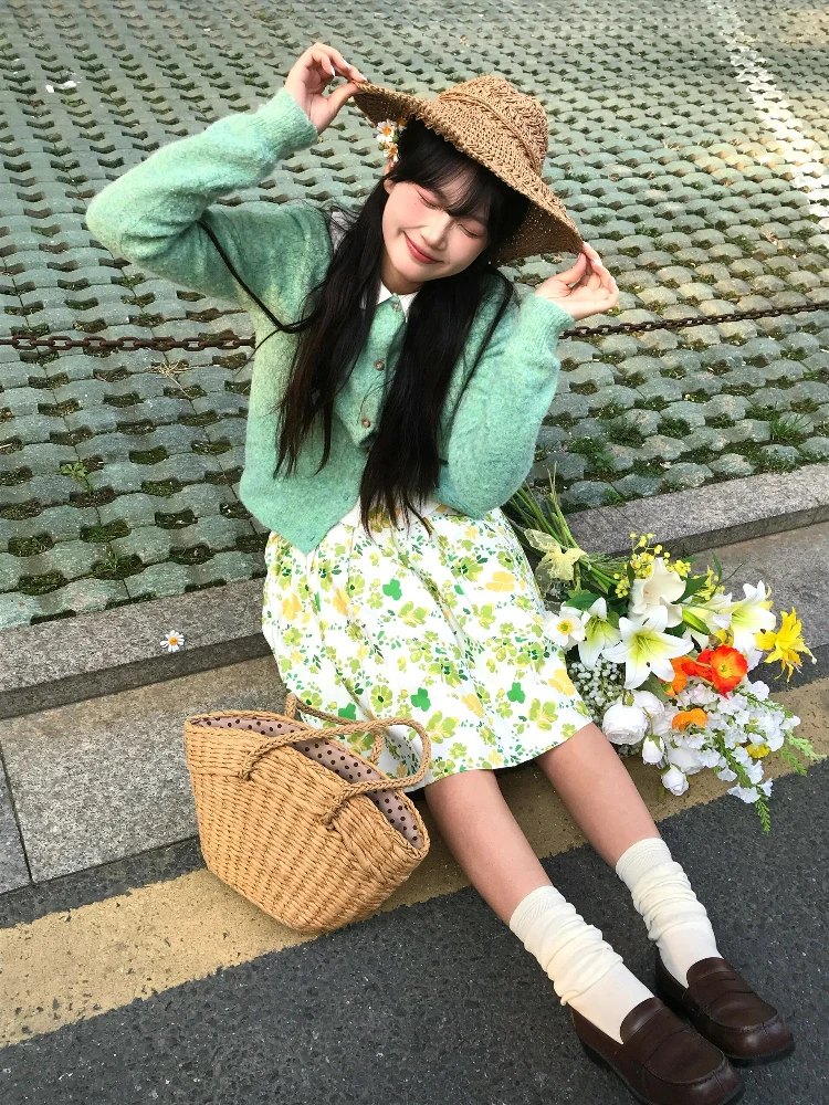 

Юбка миди Sweet Mage с цветочным принтом, плиссированная, с обильной вышивкой, разноцветная, с завышенной талией, А-силуэт, для молодых женщин