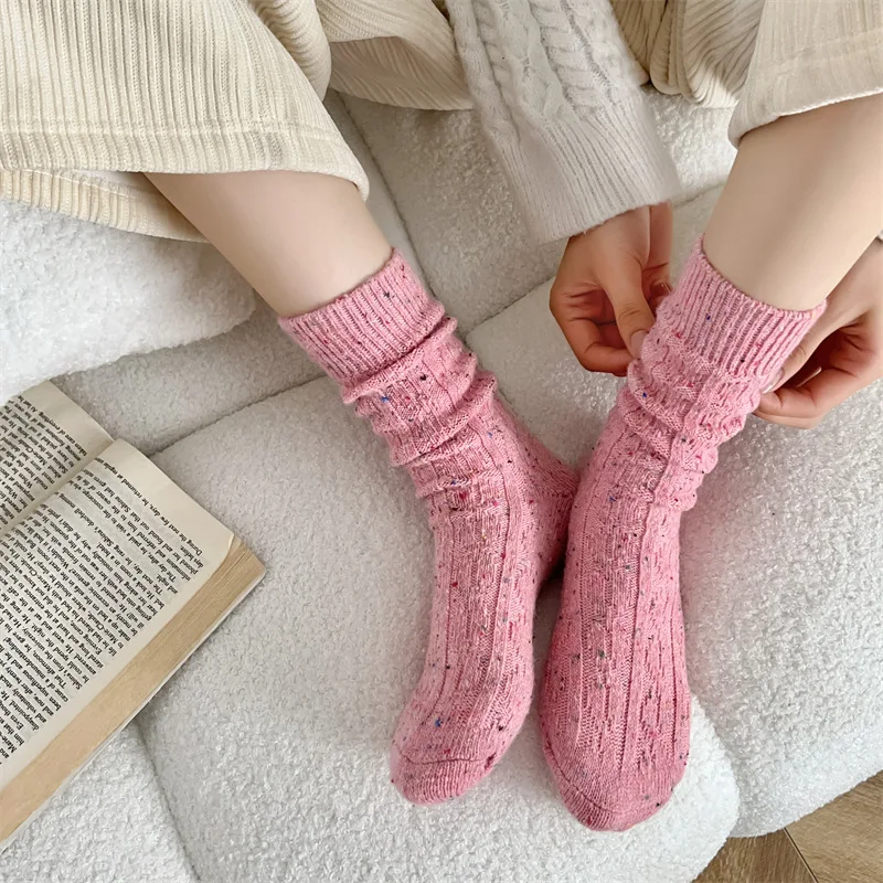 8 Pairs Thick Solid-Color Japanese-Style Mid-Calf Socks for Women Warm Fall Winter Warm Socks Female Thermal Thick Socks 2025