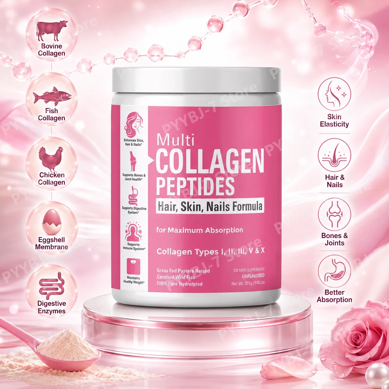 Digestive Enzyme Blend - Péptidos de Colágeno Múltiple con Mezcla