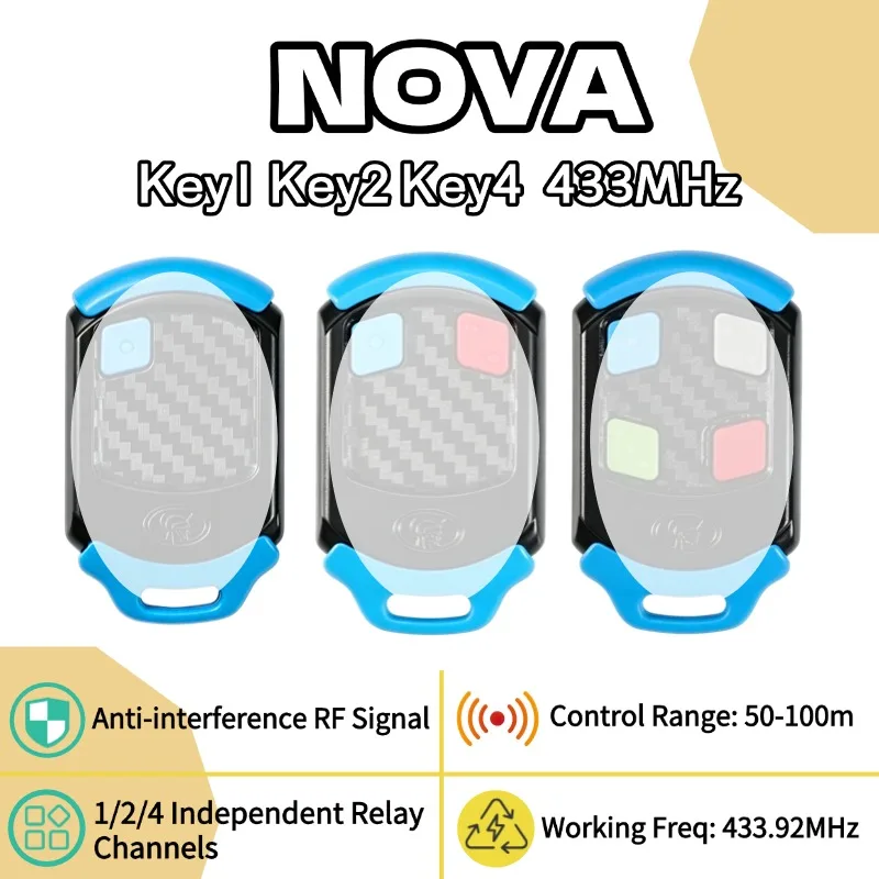 Compatible with South American 1/2/4‑Button Scroll Code Access Control Remote 433MHz For Garage Gate Door Opener Security Access