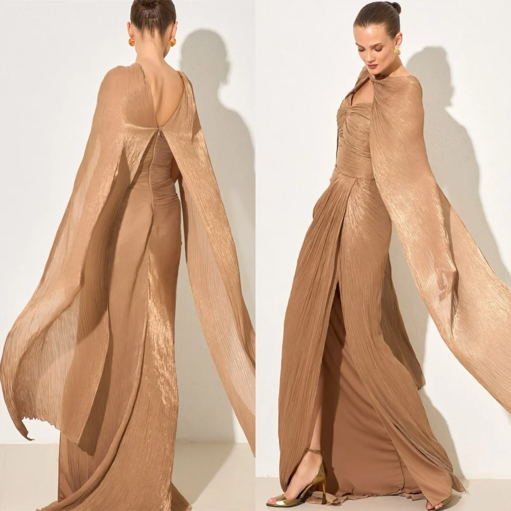 

Прозрачное шифоновое вечернее платье по индивидуальному заказу, классическая шаль без бретелек, платья для выпускного вечера, элегантное платье на молнии сзади, Vestido De Festa