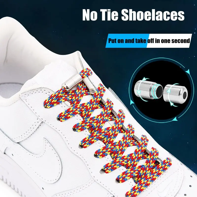 No Tie Shoelace Elastic Flat Shoe Laces Sports Shoelaces Capsule Buckle Children Adult Fast Tie Shoestrings Rubber Band laces