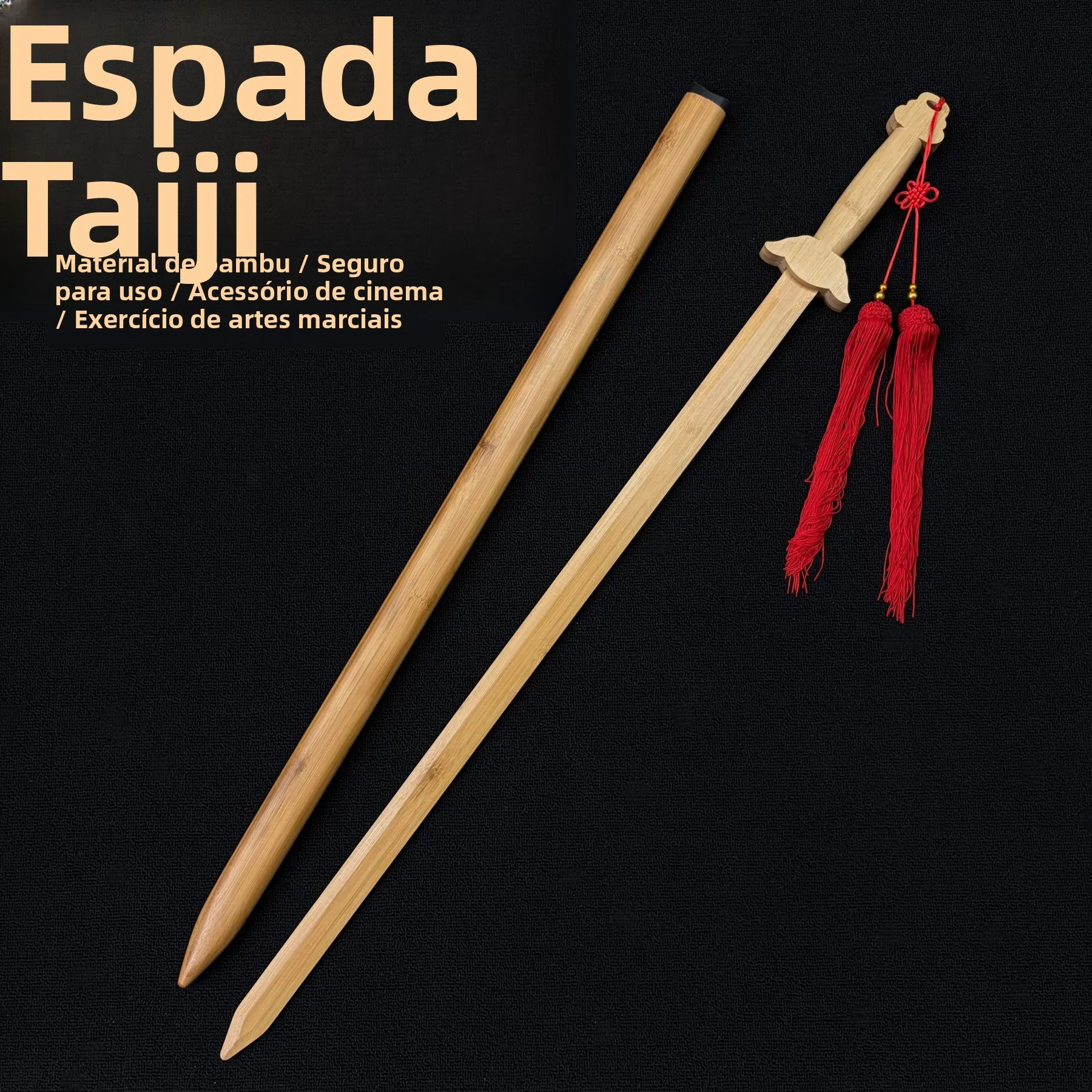Espada de Tai Chi Chinês para Exercício Matinal, Espada Miao, Espada Grande Tesouro, Espada de Bambu, para Treinamento e Perf...