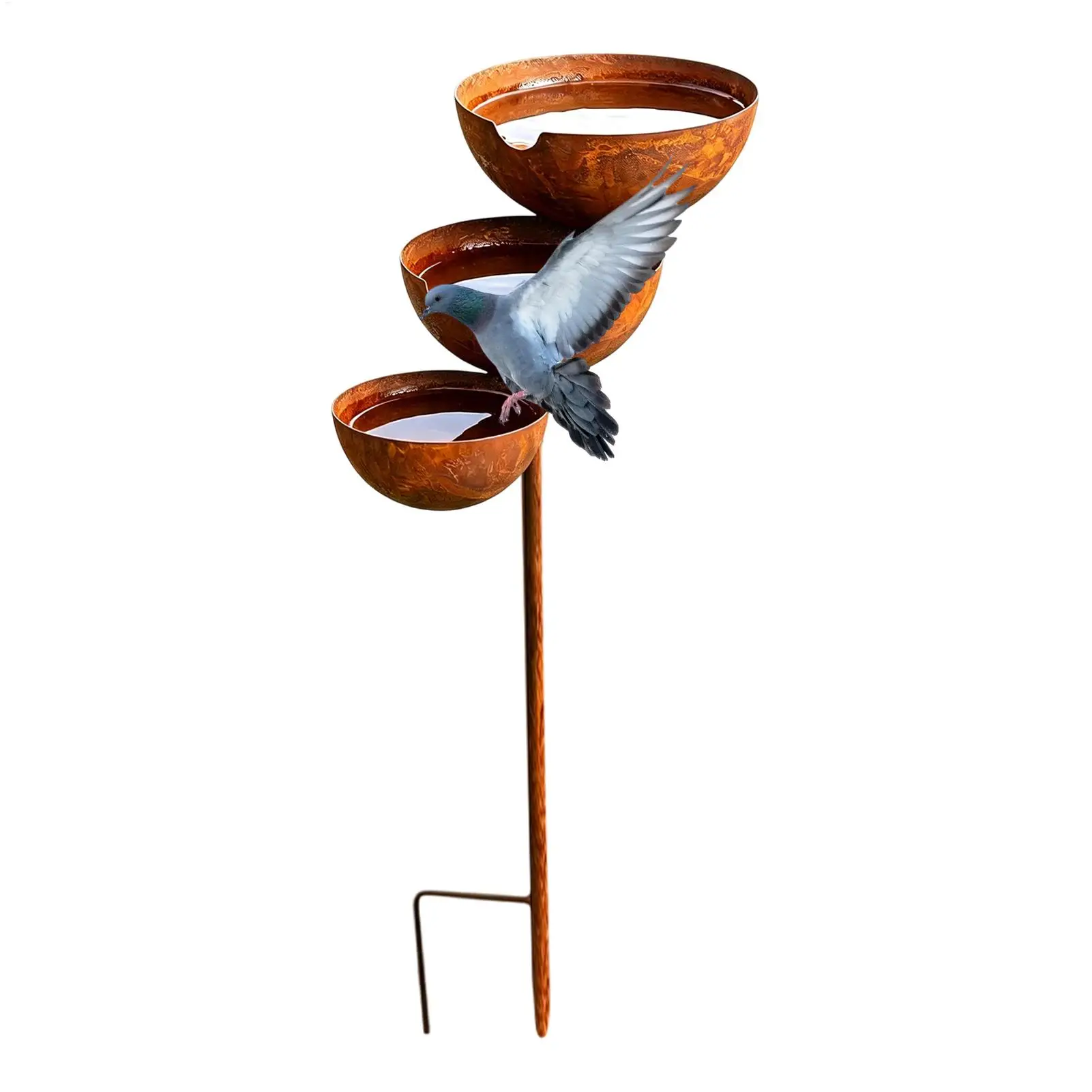 3 Tier Cascading Bird Bath Rust proof Metal Rain Collector Garden Drip Stand Decorative Water Feeder For Yard Lawn Patio Outdoor