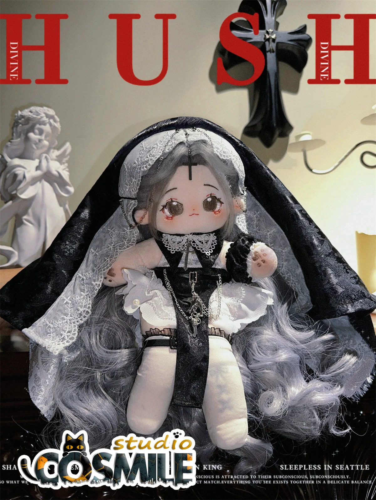 No Attributes Pray Dark Nun God Priest Black Skirt Dress Suit for Plushie Stuffed 25cm 30cm Plush Doll Clothes Clothing GW