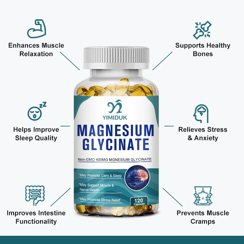 Magnesium Glycinate Capsules 400mg High Absorption Bone Support Health Care Mineral Supplement Promotes Muscle Gel 120 Capsules