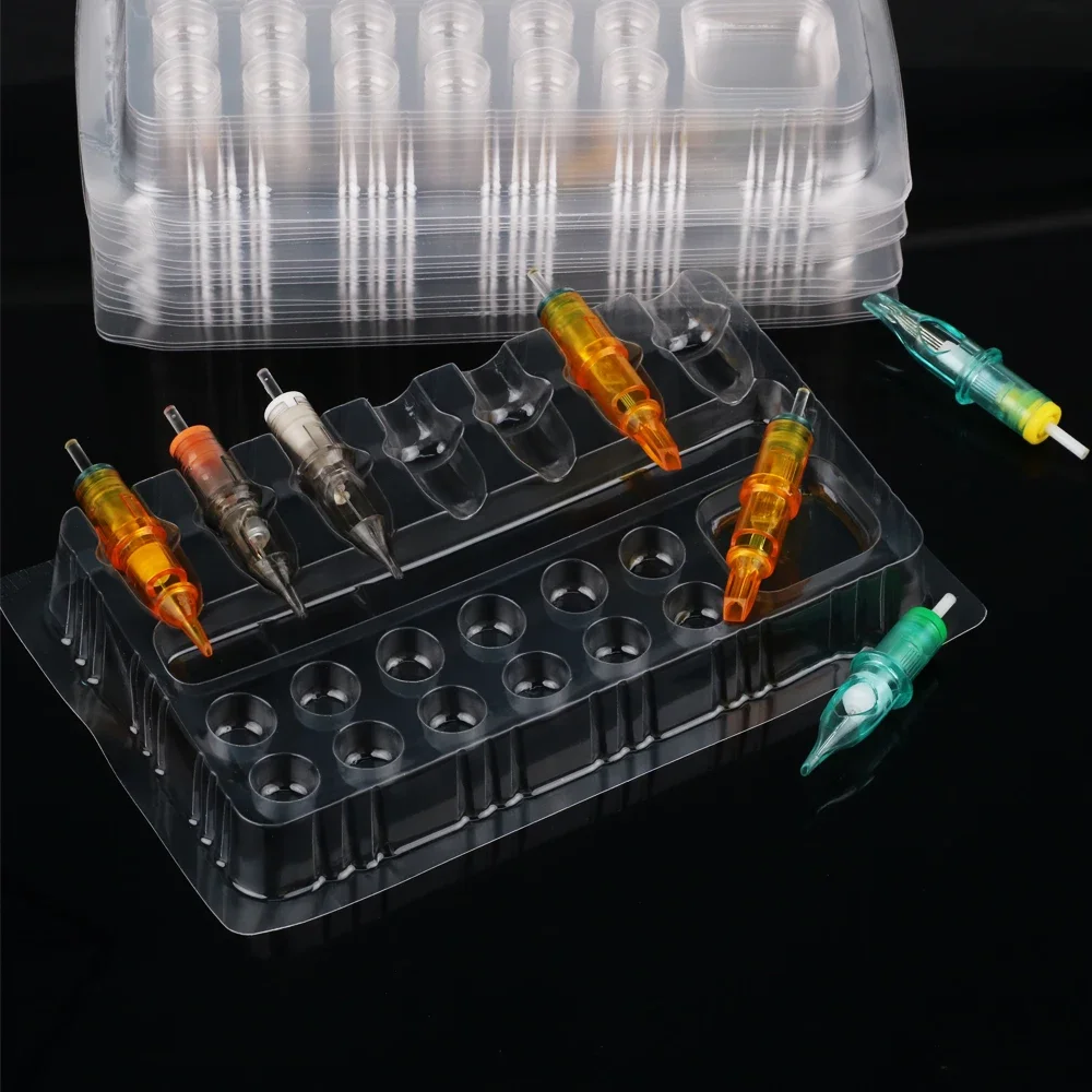 20pcs Tattoo Needles Stand Waterproof Ink Cartridge Needle Holder Placement Rack Disposable Washing Cup Clean Double Layer