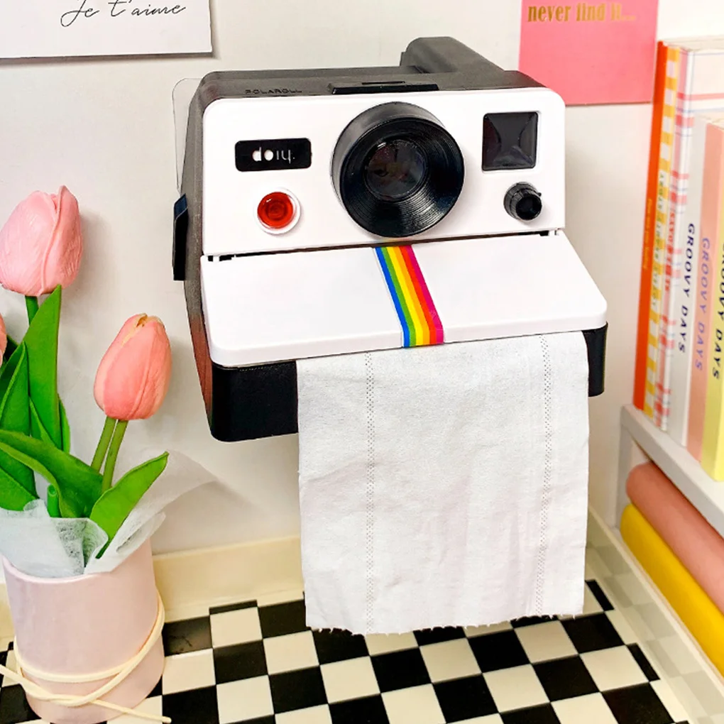 Retro Film Camera Shape Creative Tissue Boxes Bathroom Toilet Roll Paper Holder Box Home Decoration Funny DIY Prop