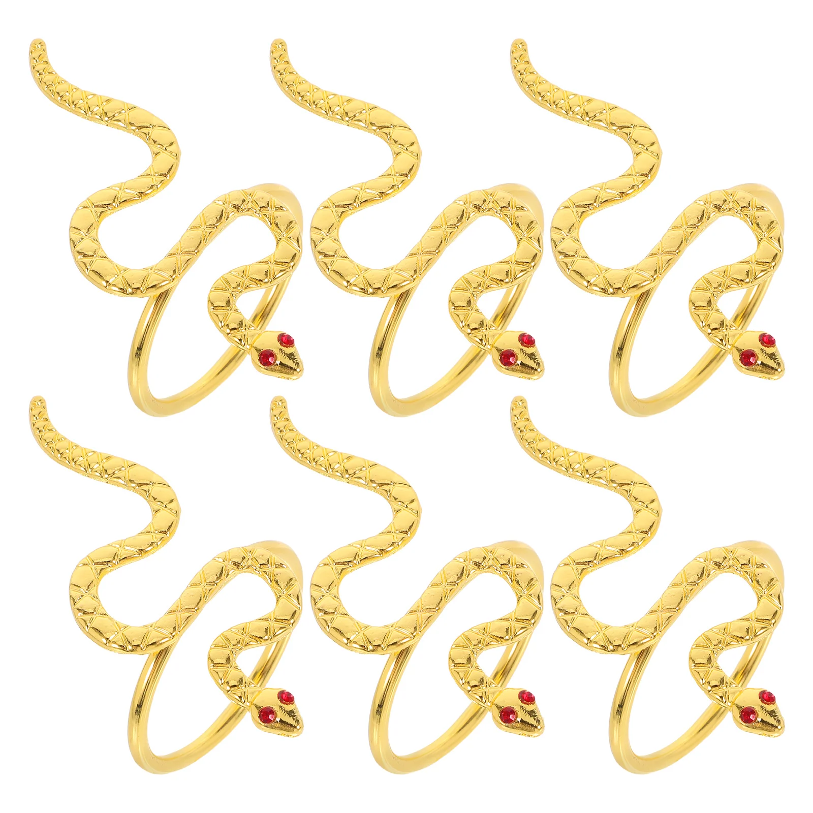 

6Pcs 2025 Snake Year Napkin Rings Festive Tableware Metal Dinner Napkin Holders for Holiday Party Chinese Zodiac Celebration