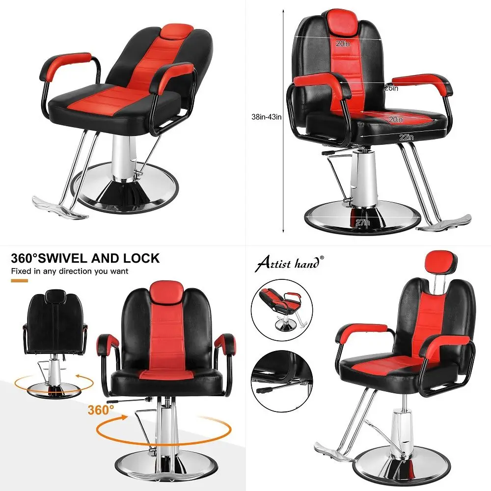 

Salon Chair for Hair Stylist Reclining Barber Chair Heavy Duty Hydraulic Hairdresser Chair Spa Furniture Shampoo Extra Wider Se