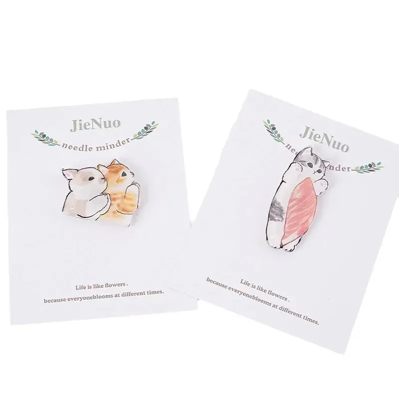 Aiguille acrylique chat mignon, 1 pièce, fil à coudre magnétique, tube d'aiguille, point de croix, fournitures d'aiguilles à broder.