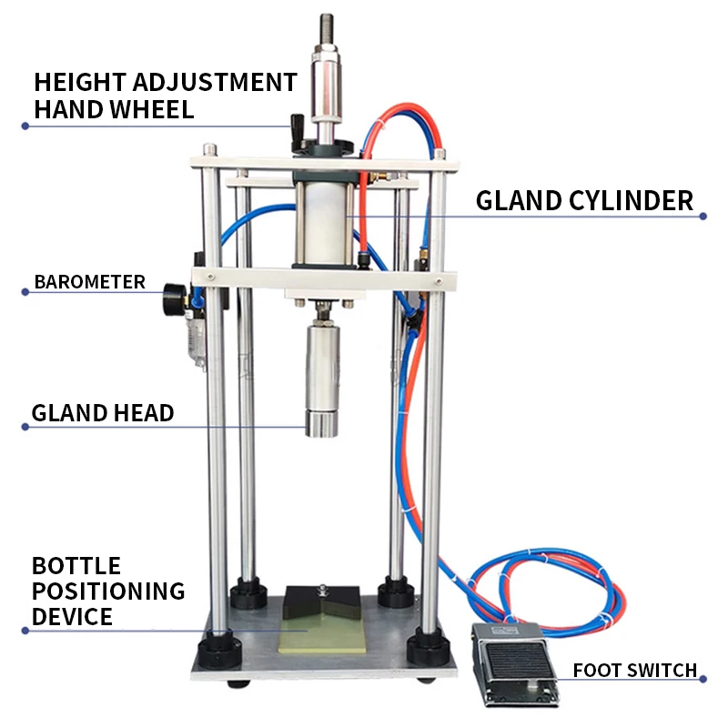 空気圧デスクトップオイルボトルキャップキャッピングマシンエッセンシャルボトルビールボトルキャッピングマシンソーダボトルキャップキャッピングマシン
