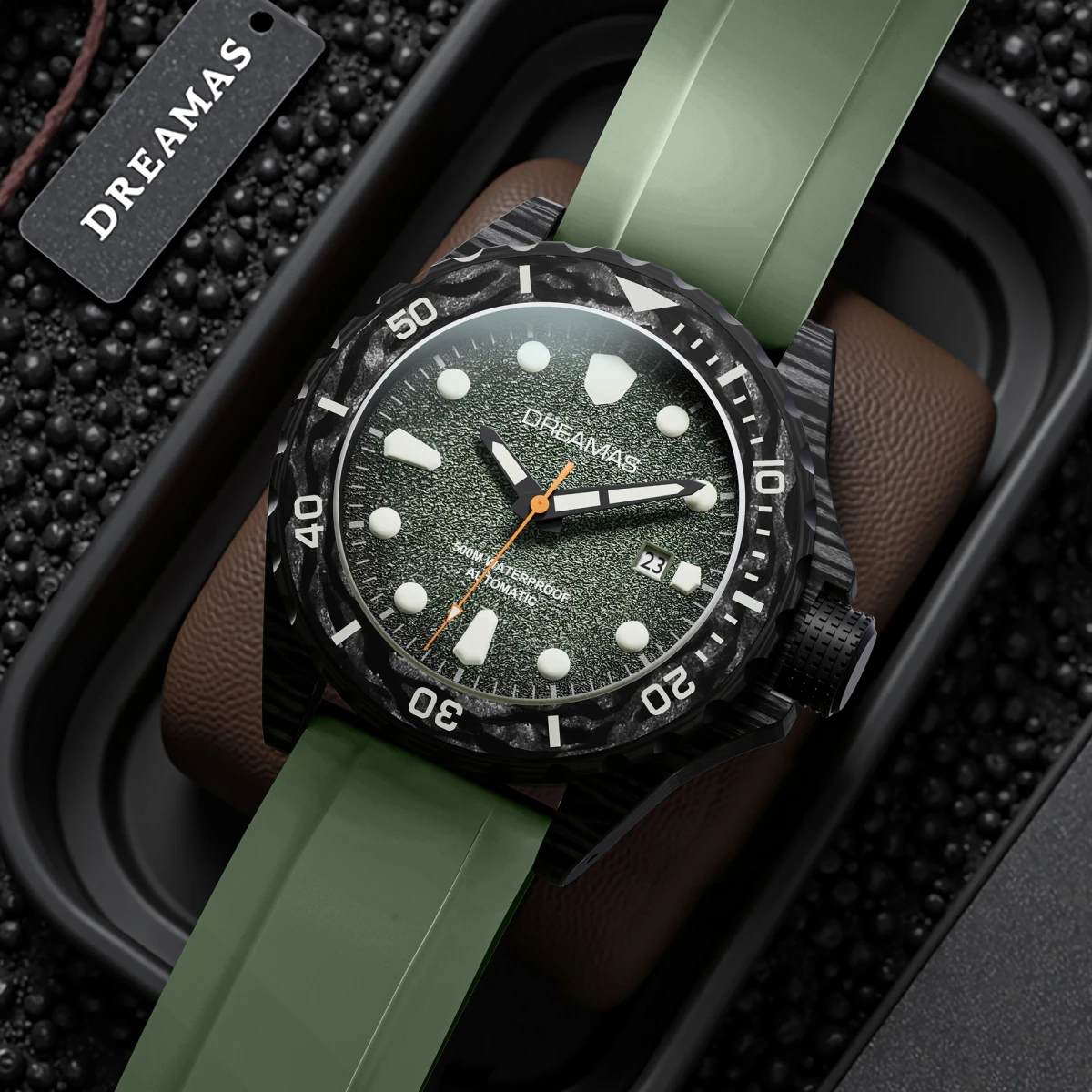 DREAMAS Carbon Fiber Diving Watch Automatic Mechanical watches Swiss Luminous 500m Waterproof Men's Watch D0390G1