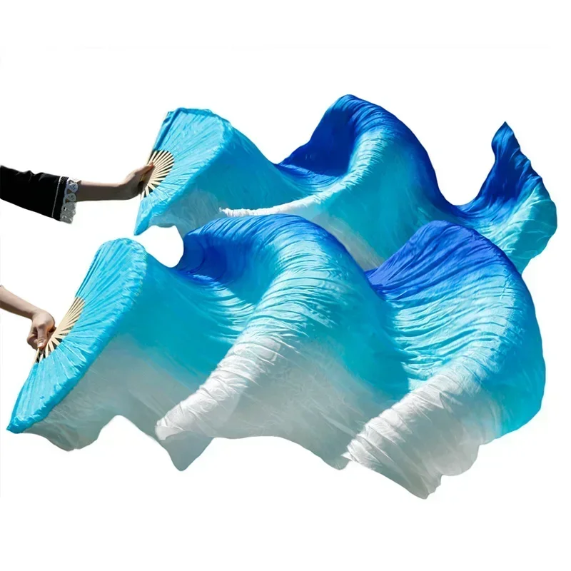 Women's Silk Belly Dance Fan with Bamboo Ribs Natural Silk Stage Performance Prop Dyeable Hand Fan for Cultural Performances