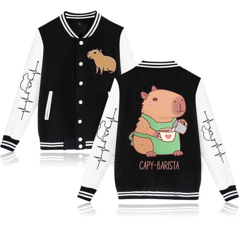 Y2k Cartoon Jackets Streetwear Capybara Harajuku Sweatshirts Capibara Fashion Hoodies Women Men Mange Cute Loose College Coats