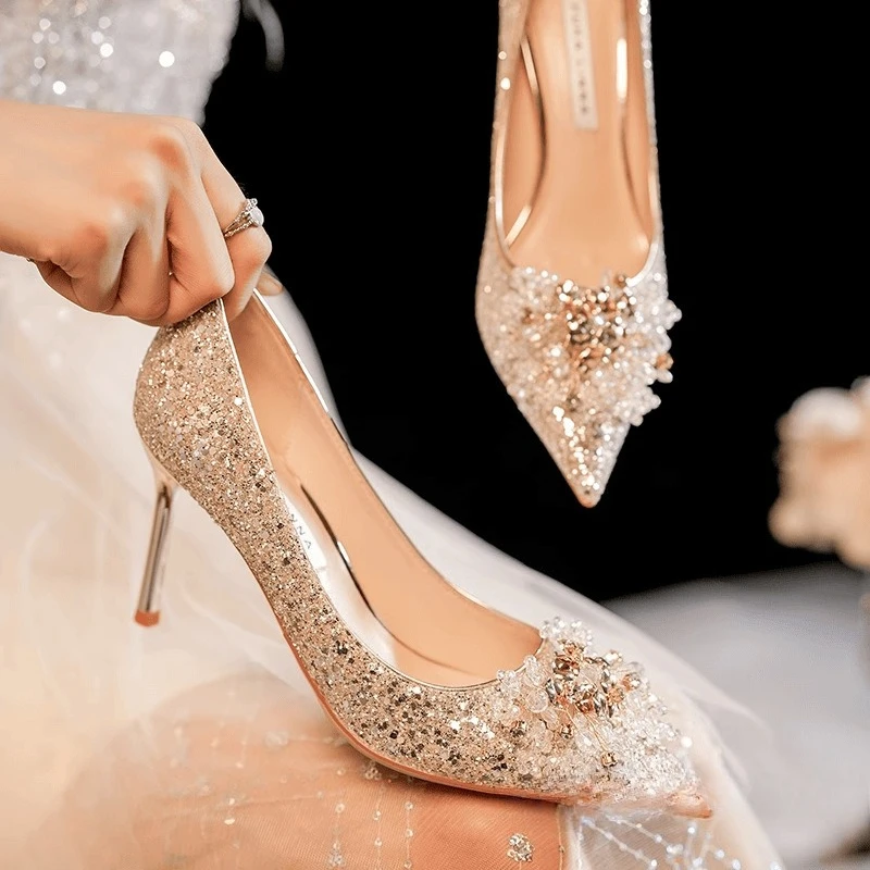 

Bridal Shoes High Heels Women Single Shoes Wedding Dress Crystal Shoes
