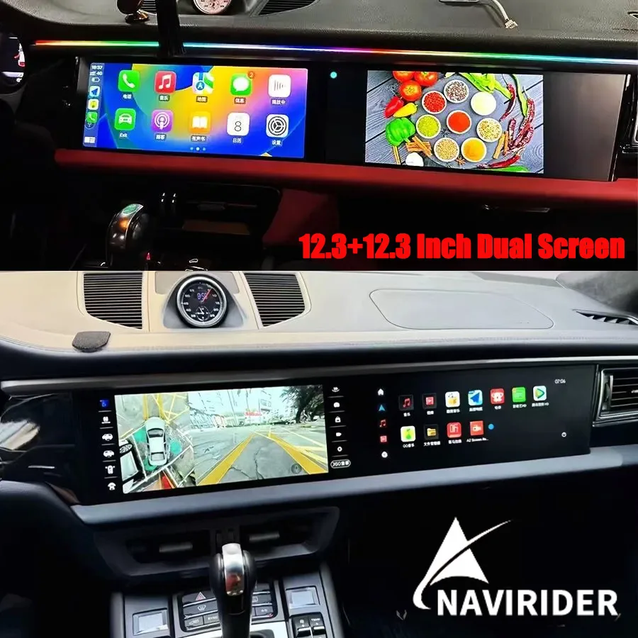 Android15 Stereo GPS Navigation Radio For Porsche Macan 2014-2017 Carplay 12.3+12.3 Inch Dual Screen Multimedia Player Head Unit