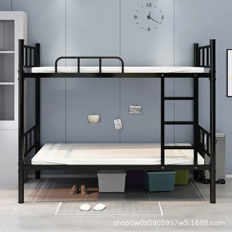Iron Bunk Bed for Student Dormitory High Low Double Deck Bed Adult Wrought Iron Frame Upper Lower Beds for Staff Housing