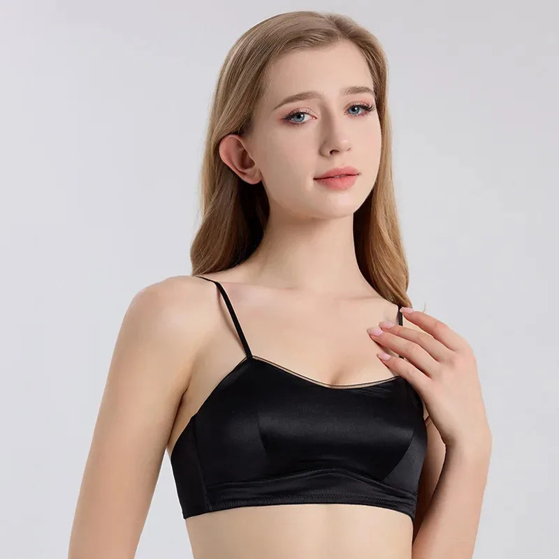 

Женские шелковые бюстгальтеры, 93% шелковый 7% спандекс, без косточек, бюстгальтер с тонкой подкладкой, новинка 2025, уютное нижнее белье, черный, телесный цвет
