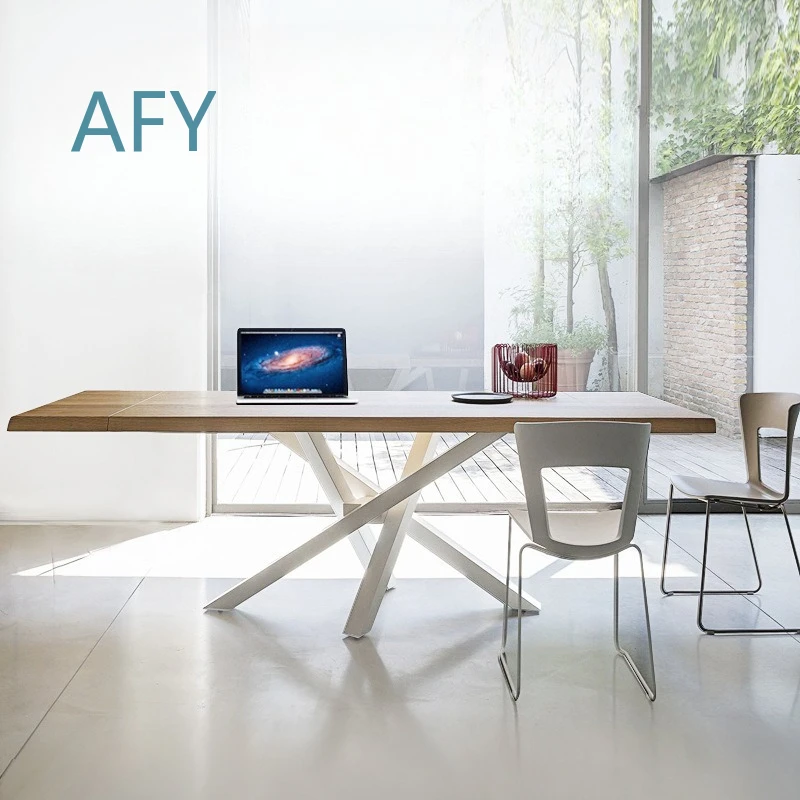 Computer Desk for Home Office for Laptop for Gaming for Study Wrought Iron Frame Solid Wood Top Rectangular Meeting Desk