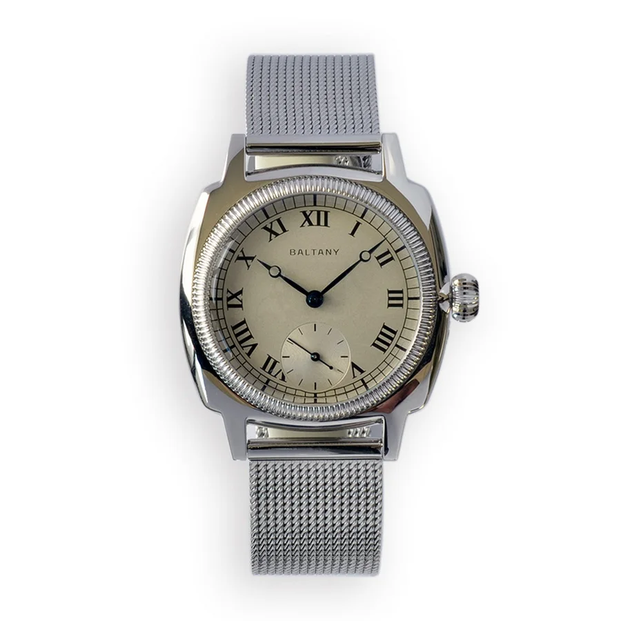 Baltany Mens Luxury Watches 36MM Fashion Watch Square Quartz Wristwatch Bubble Sapphire 100M Waterproof VD78 Enameling Hands