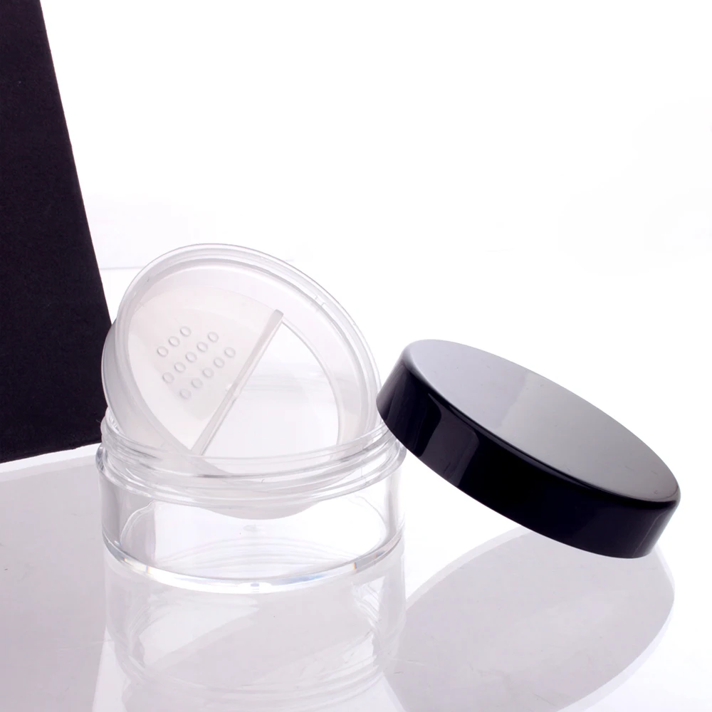 10g 20g loose powder jar plastic cosmetic makeup powder filling bottle with black lid