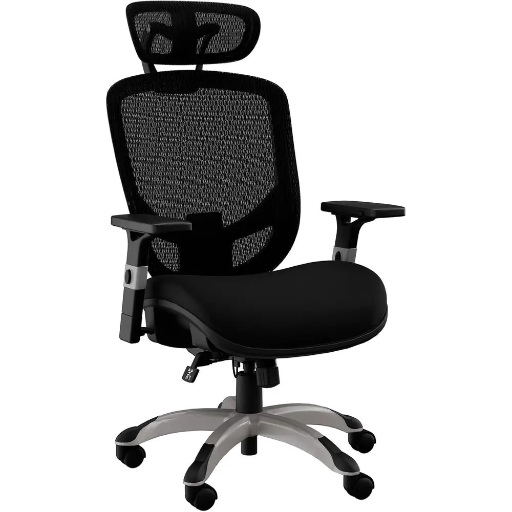 Ergonomic Office Chair with Adjustable Lumbar Support, Breathable Mesh, Swivel, Suitable for Desk or Home, Black (XL)