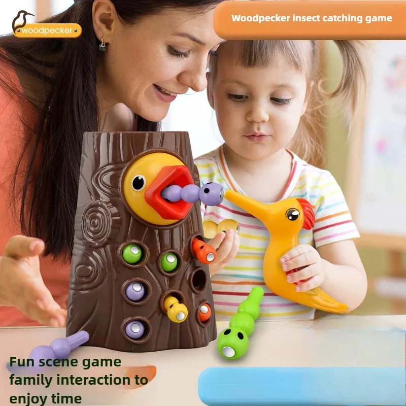 Brinquedo de pesca de pica-pau – Jogo magnético de captura de pássaros, quebra-cabeça de educação infantil para treinamento de habilidades motoras finas