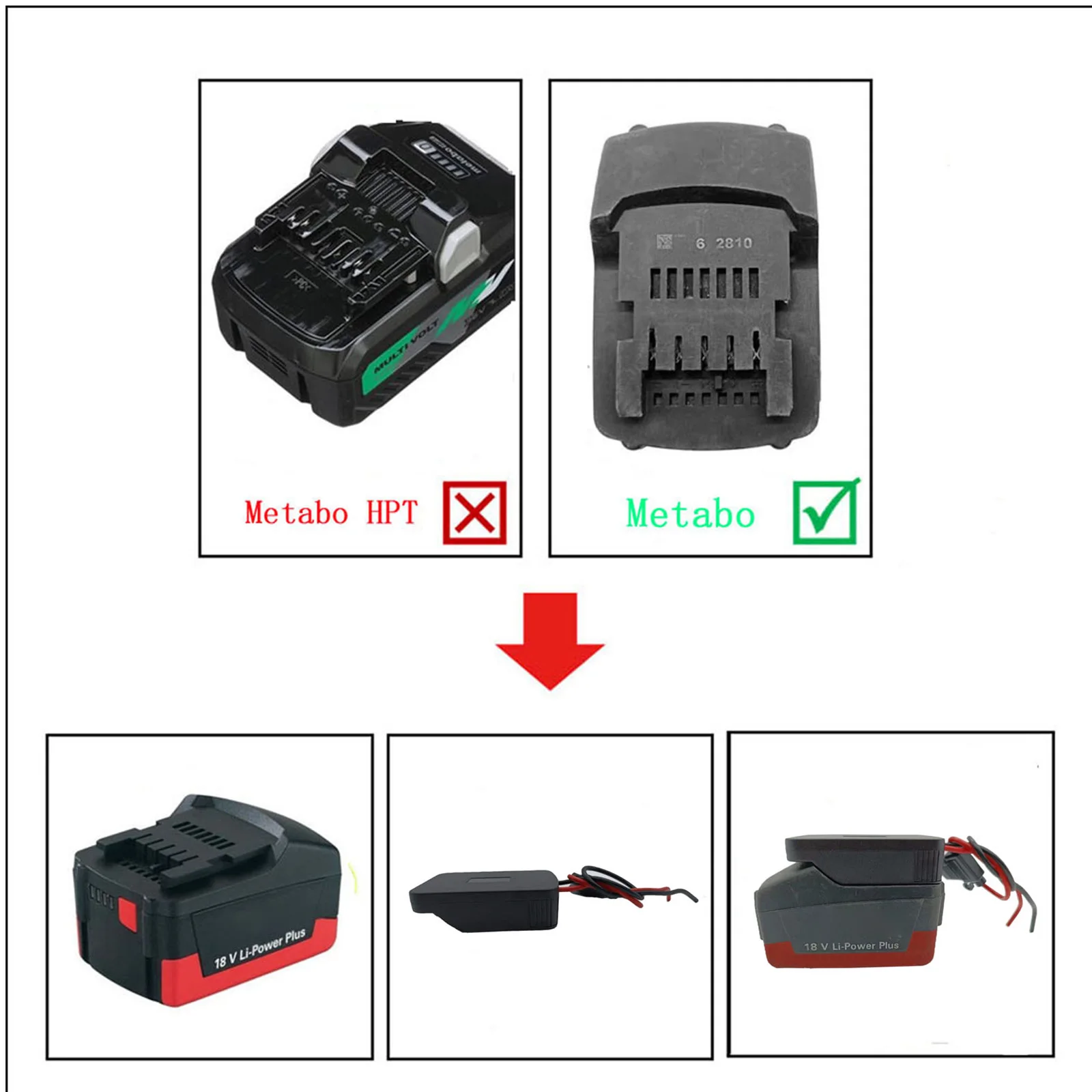 Imagem -04 - Adaptador de Bateria para Metabo 18v Li-ion Base de Bateria Adaptador de Saída de Conexão de Tomada Faça Você Mesmo com Suporte de Fusível